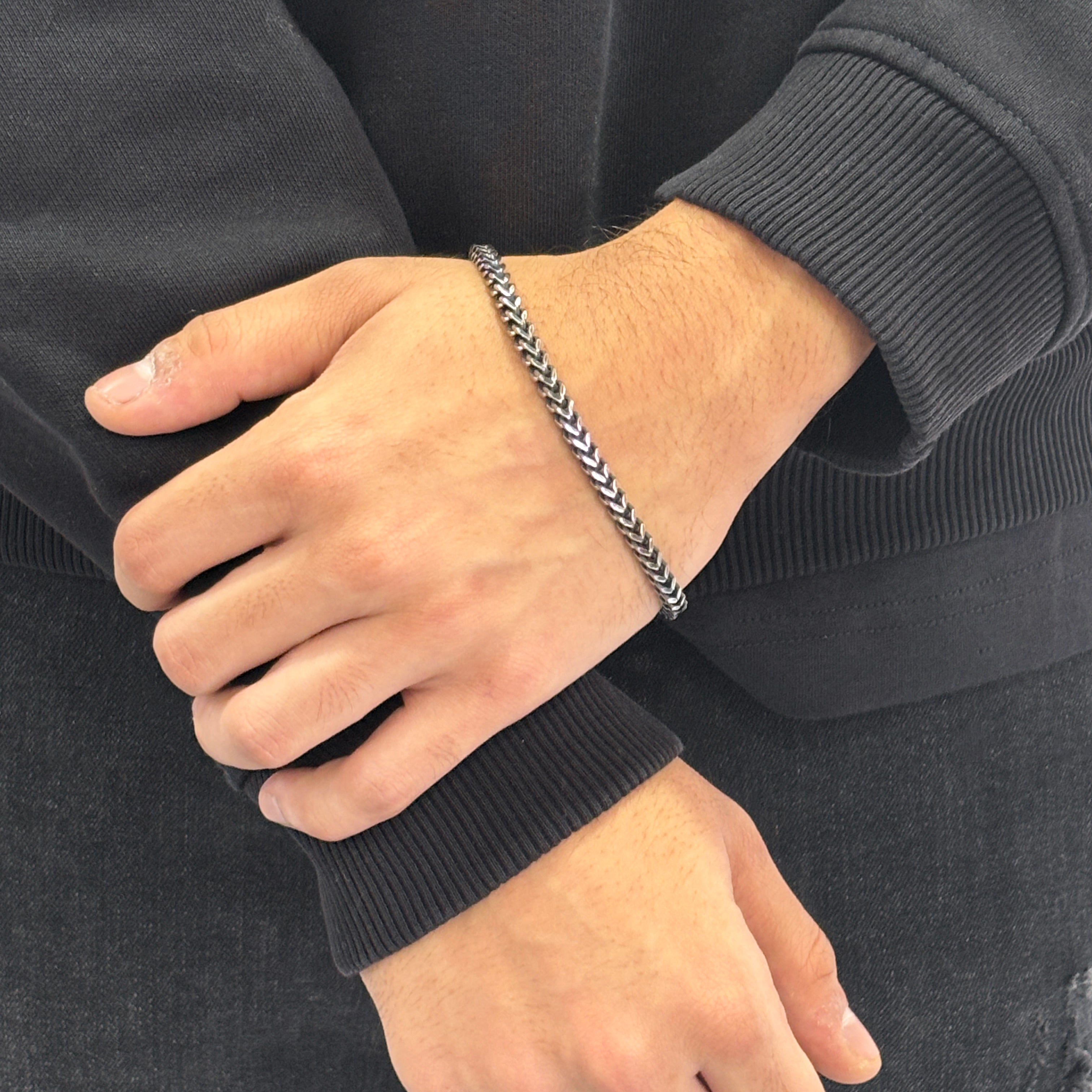 Obsidian Curb Bracelet 4MM